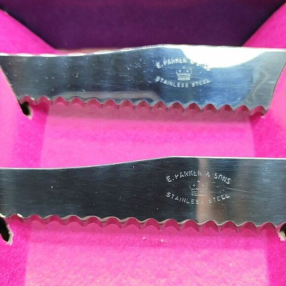 E. Parker & Sons Reo Crest Sheffield Stainless Steel Steak Knife Set Of 4 VTG - Picture 9 of 10
